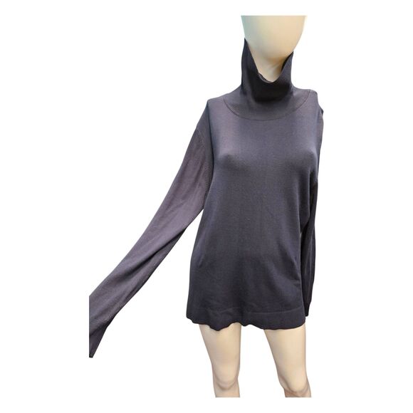 Alfani Navy Blue Turtleneck Knit Long Sleeve Top Womens soze Large - Picture 1 of 8